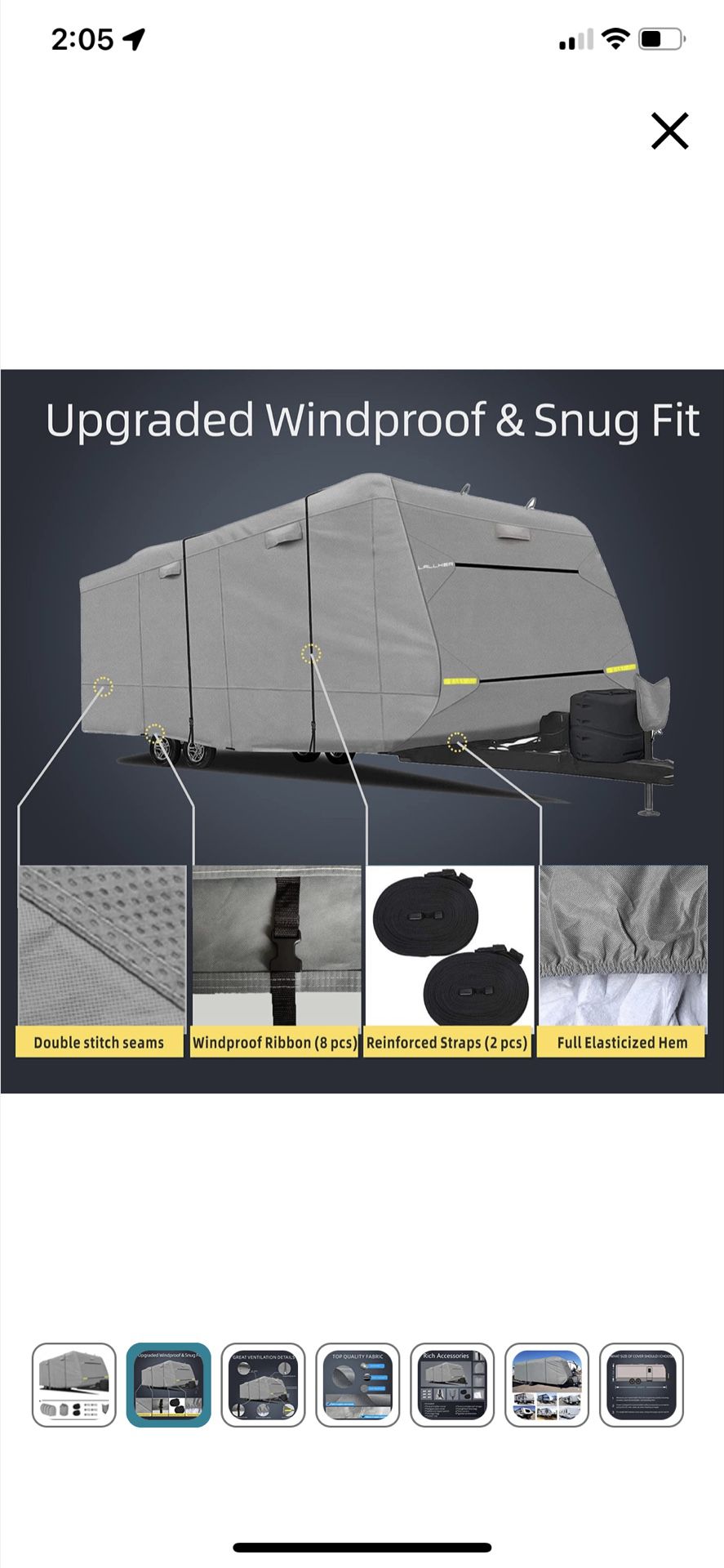 Brand new Lallker Travel Trailer RV Cover - Upgraded Heavy Duty 6 Layers Top Windproof Waterproof Sun Protection Camper RV Cover for 20'1" - 22' RV 
