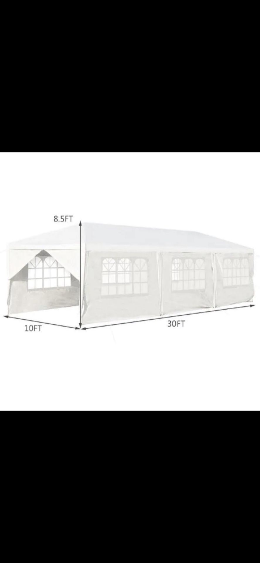 10'x 30' White Gazebo Wedding Party Tent Canopy With 6 Windows & 2 Sidewalls-8 For Sale