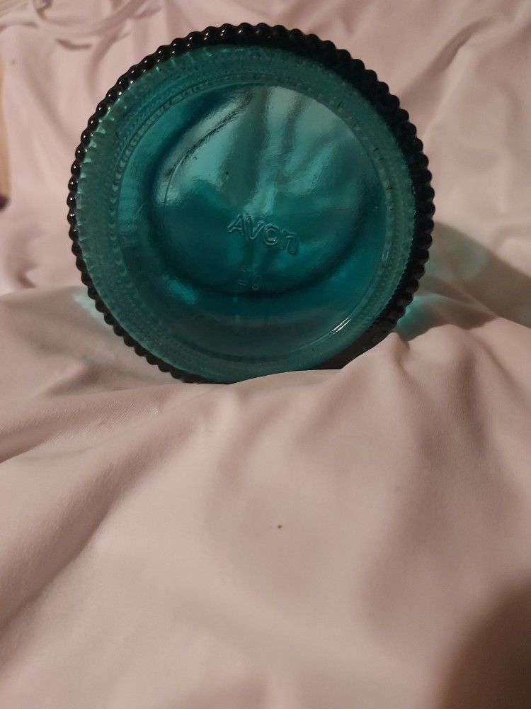 Vintage Avon Hinged Turquoise Blue Fruit Jar I