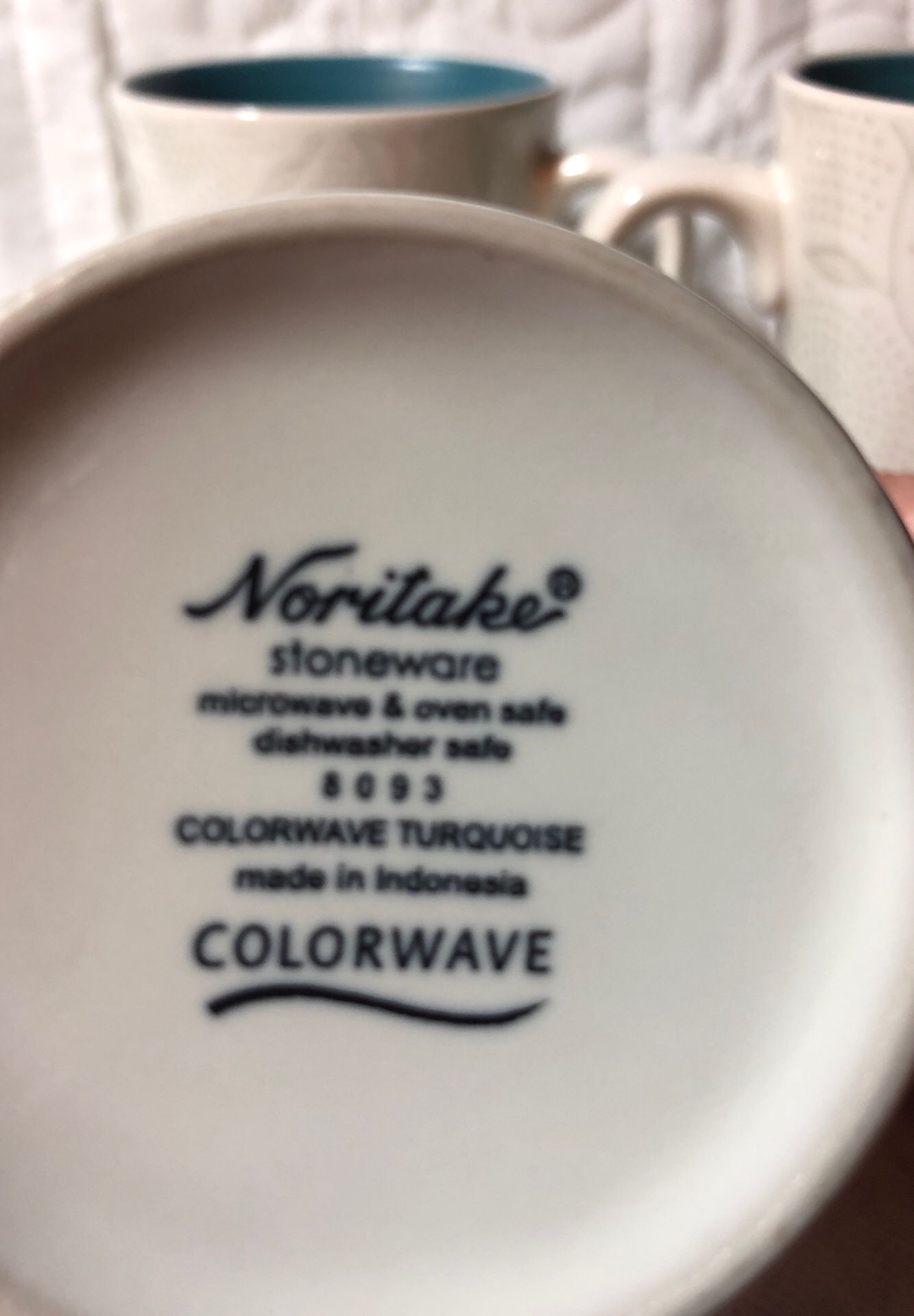 Noritake Colorwave Linen and Turquoise Mugs