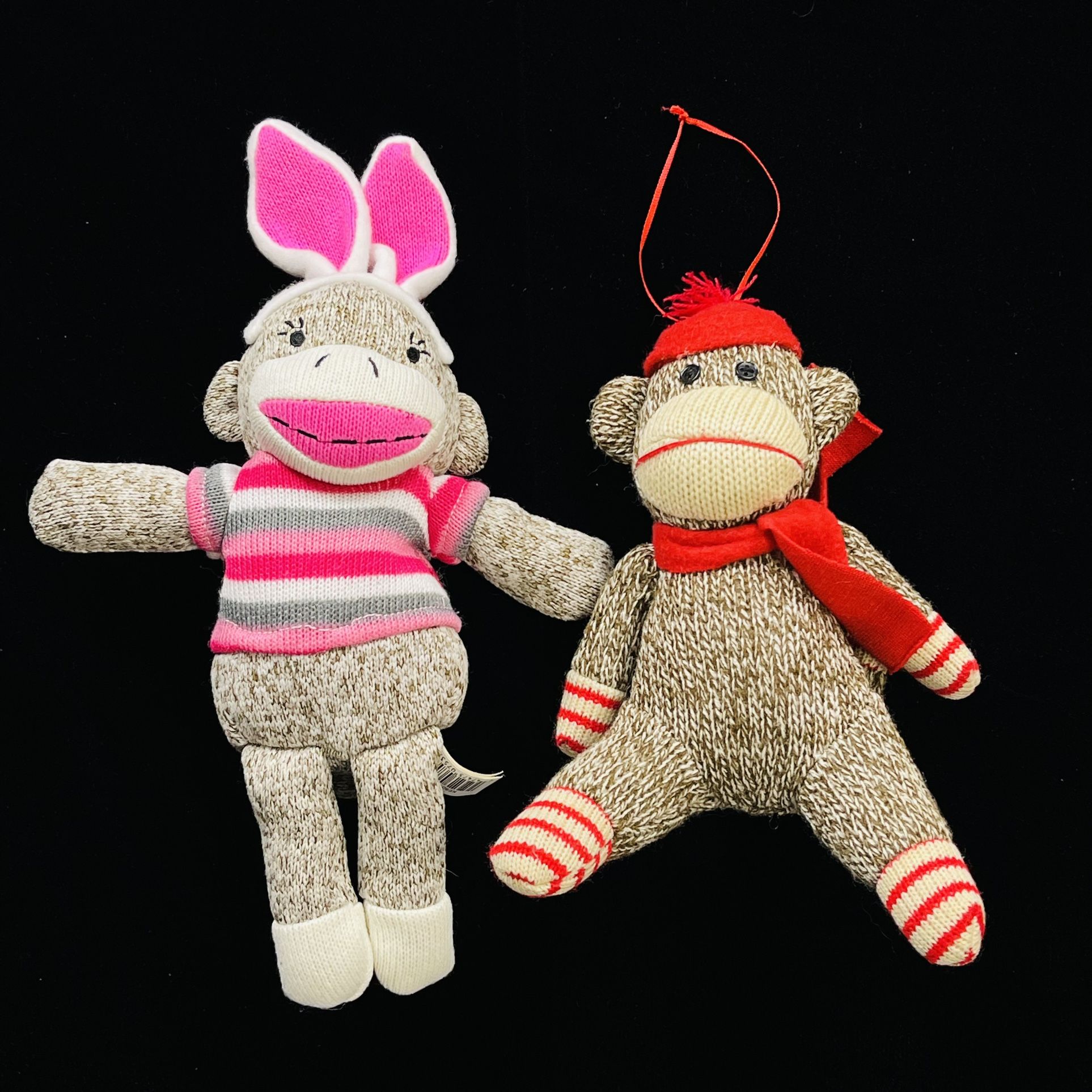 2 Sock Monkey Regular & The Easter Bunny Girlfriend/Boyfriend Teddy Doll