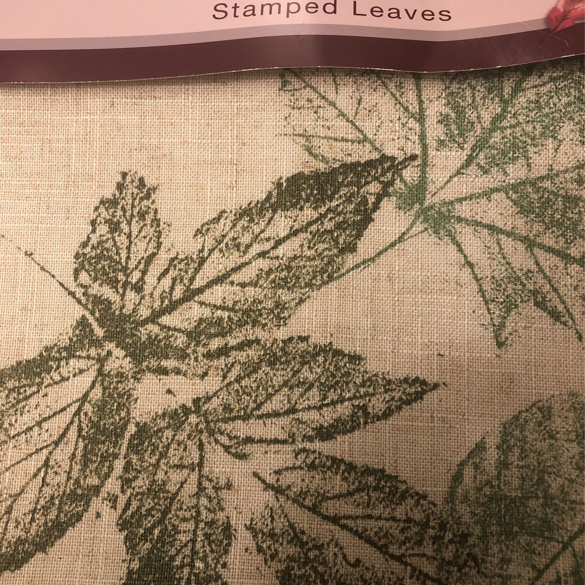 Table Runner Stamped Leaves 72 In