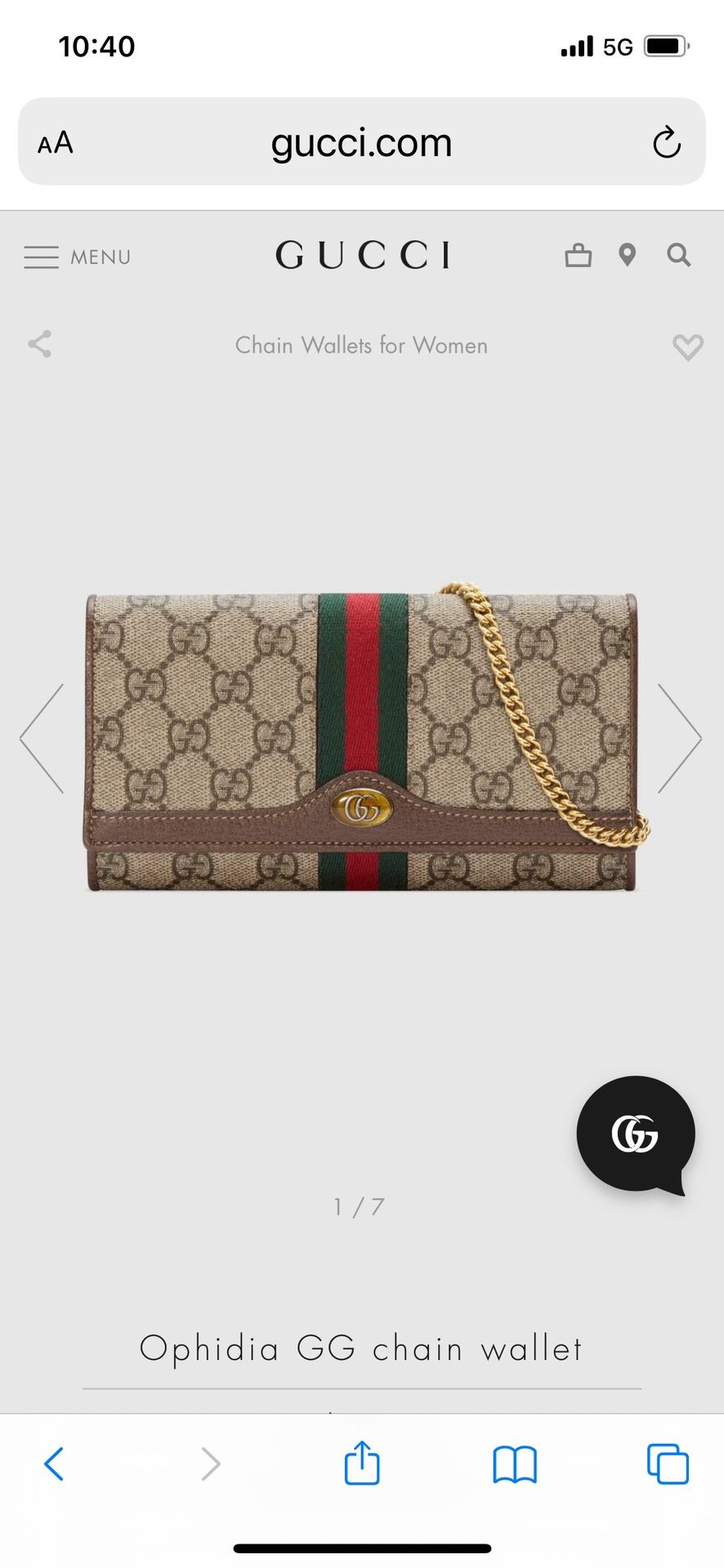 Ophidia GG chain wallet