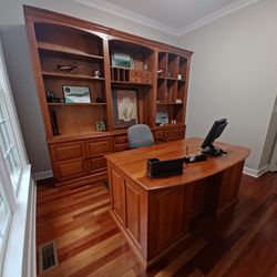 Solid Cherry Wood Office Shelving And Desk Thumbnail