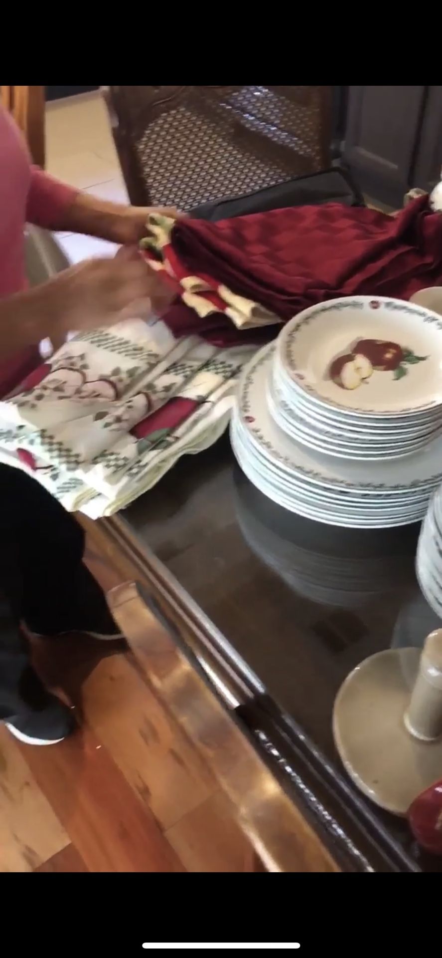 Set of 8 bowls dinner plates salad plates, cups . Table cloth kitchen drapes
