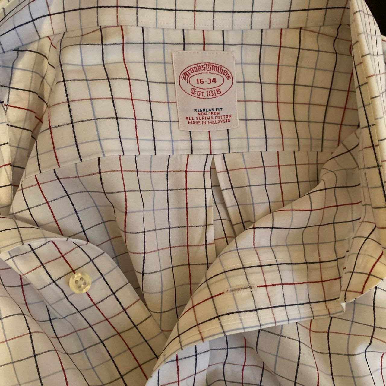 Brooks Brothers White Plaid Dress Shirt