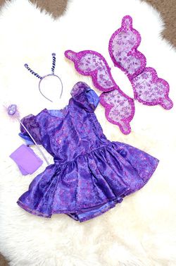 Girl’s Deluxe CUSTOME MADE Purple Fairy Butterfly Halloween Costume Size S/M 5-8 Thumbnail