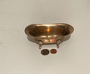 Vintage Metal Brass Bathtub, Miniature Tub, 5 1/2" Long, Heavy Duty, Kitchen Decor, Table Display, Shelf Display, This Can Be Shined Up Even More Thumbnail