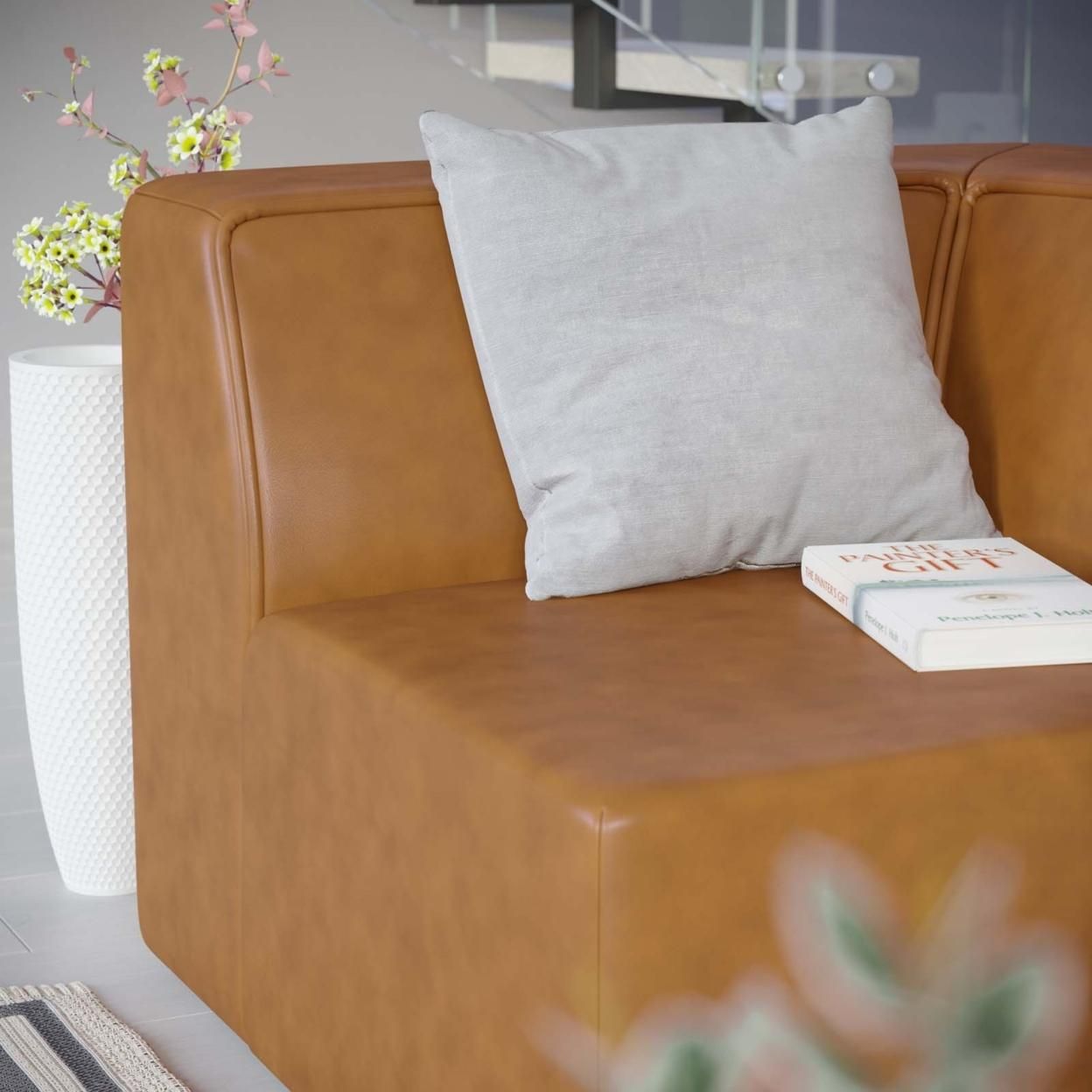Mingle Vegan Leather Corner Chair, Tan