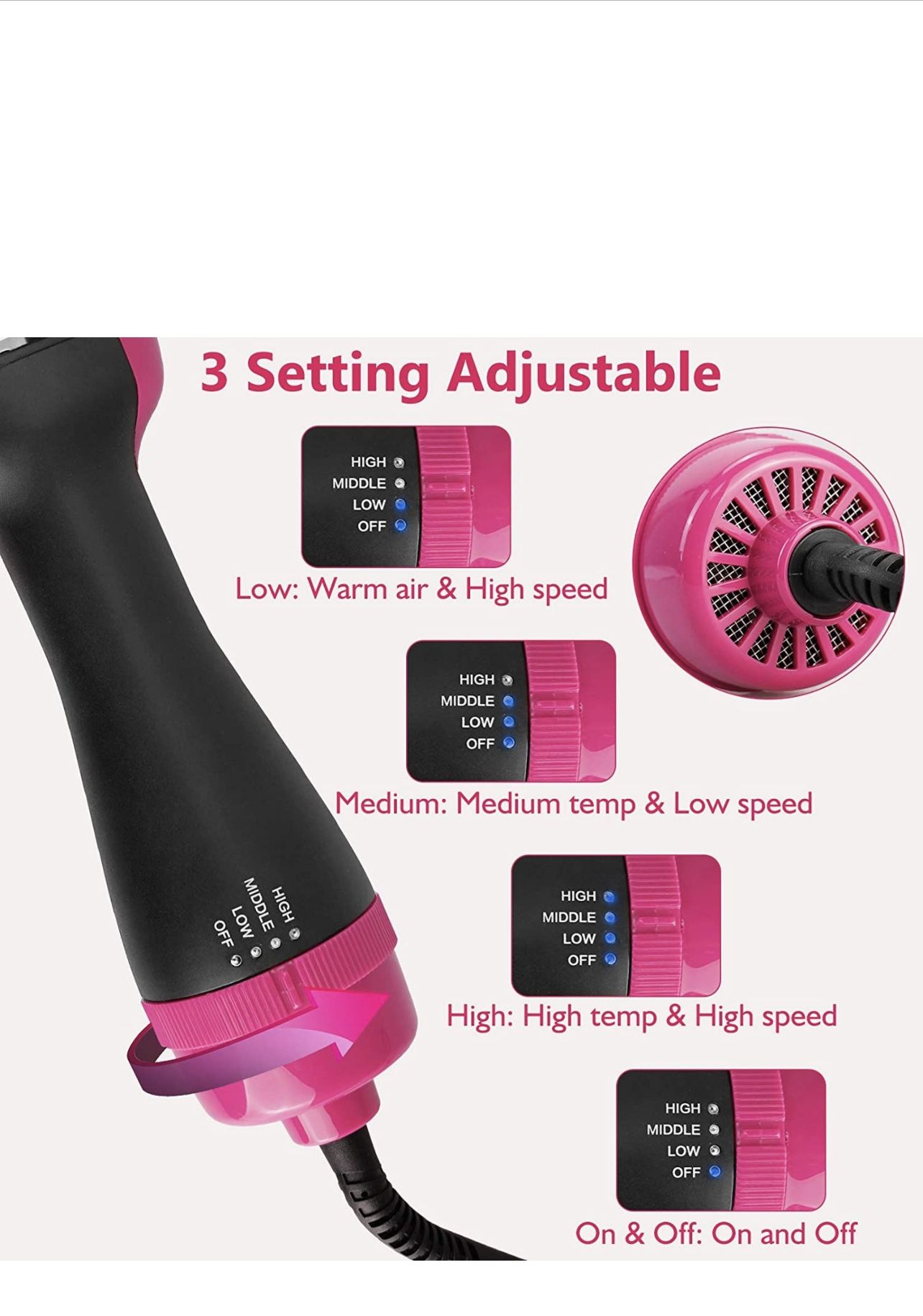 Hair Dryer Brush, HIPPIH Hot Air Brush Styler and Dryer, Blow Dryer Brush with Negative Ionic for Straightening, Curling, Professional Brush Hair Drye
