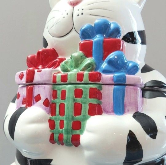 Vintage Christmas Cat Canister