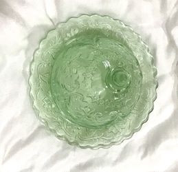 Chantilly Tiara Green glass, Butter Dish. Thumbnail