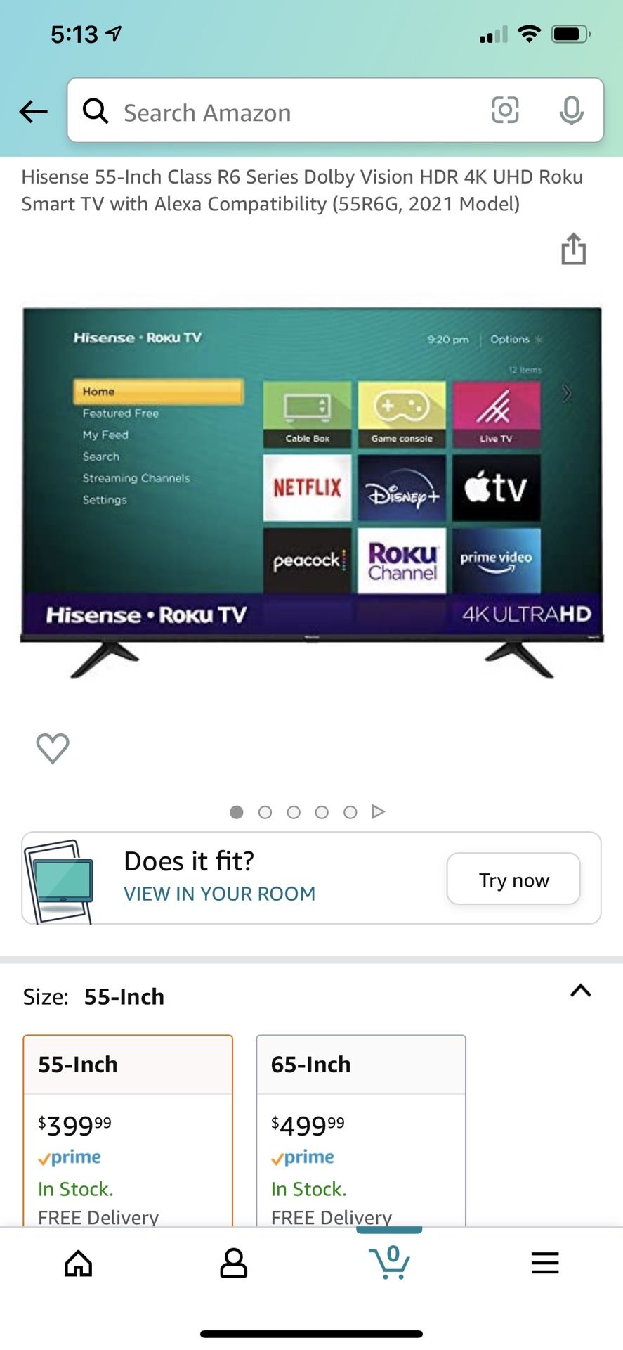 Hisense 2019 Model 55in 55R6+ Model With Roku Tv
