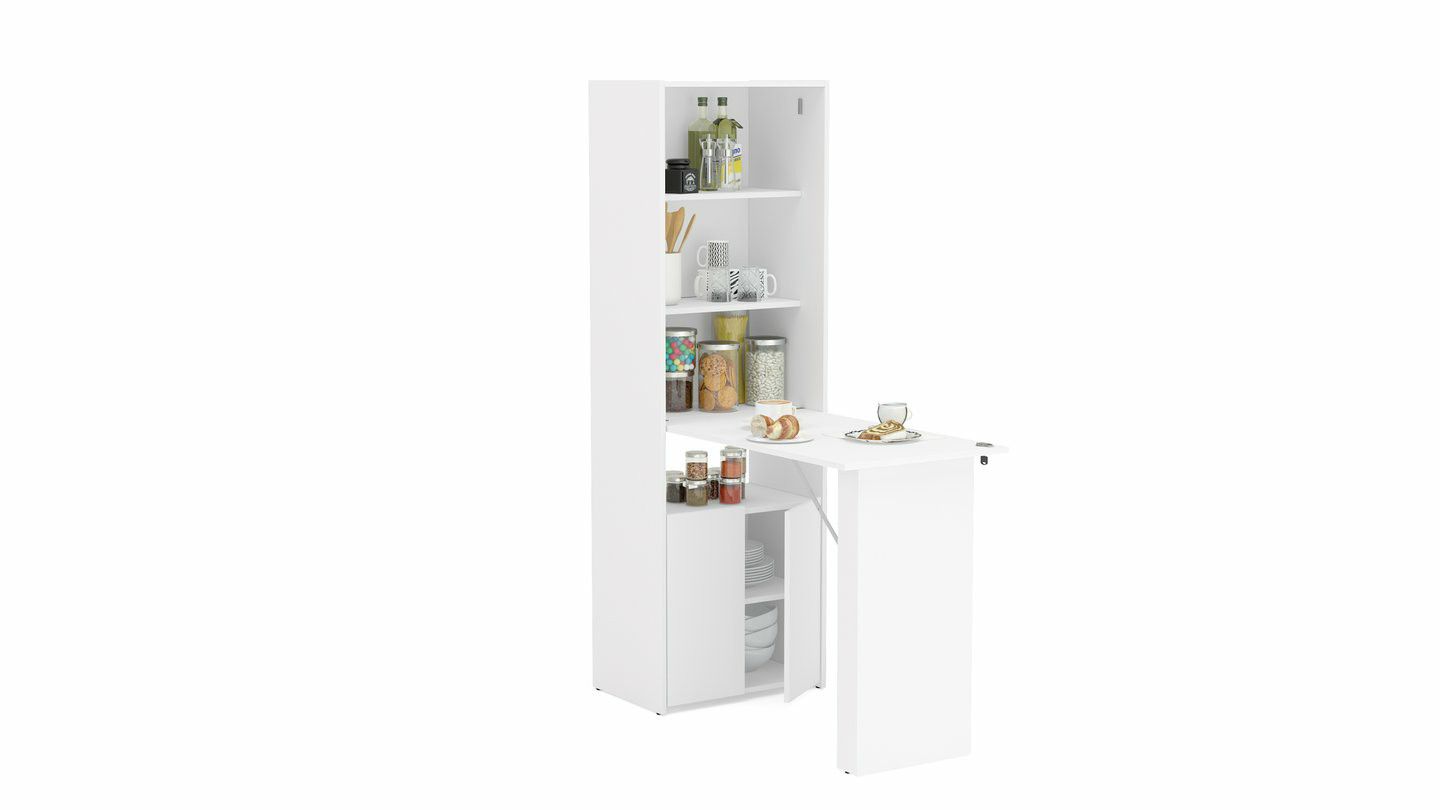 Multipurpose Cabinet with Desk, White