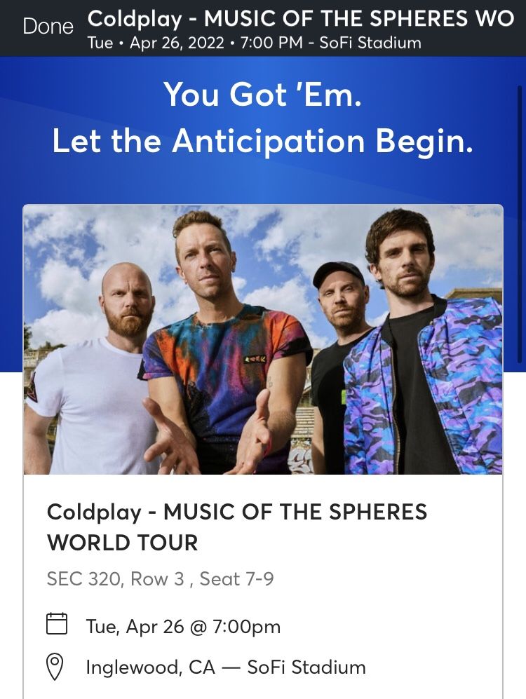Coldplay Tickets