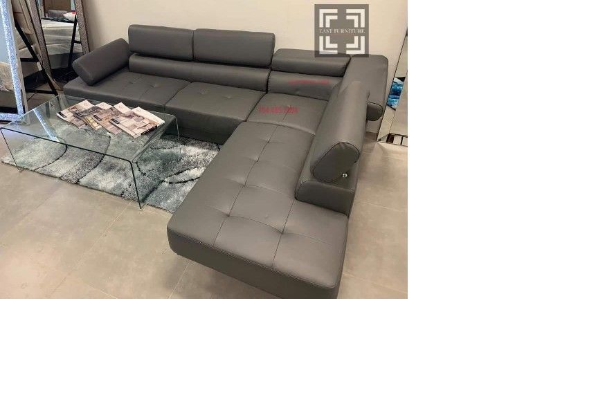 Leather grey sectional sofa gray couch modern
