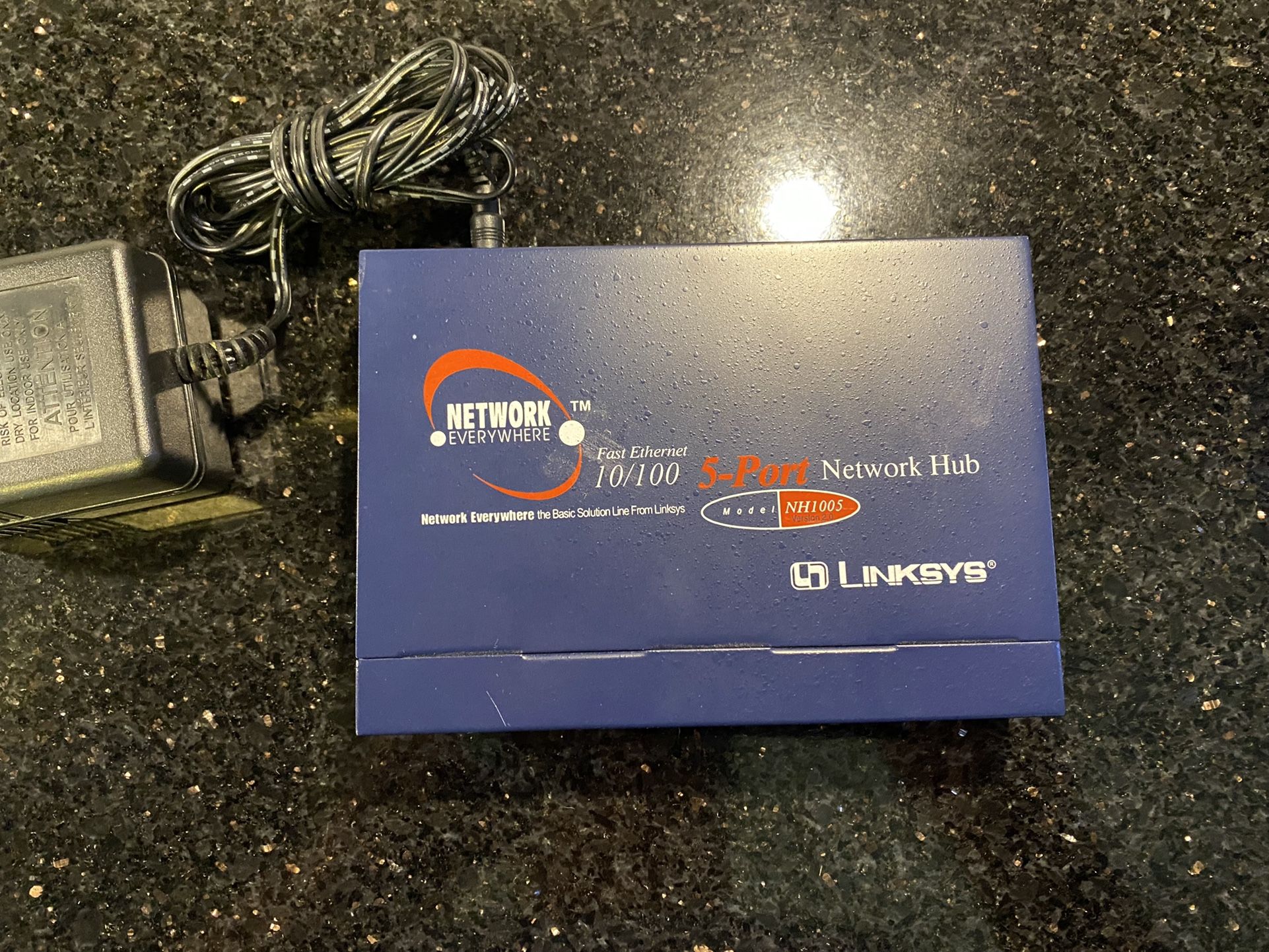Linksys NH1005 V2 Fast Ethernet Network 10/100 5-port Hub With Power Supply
