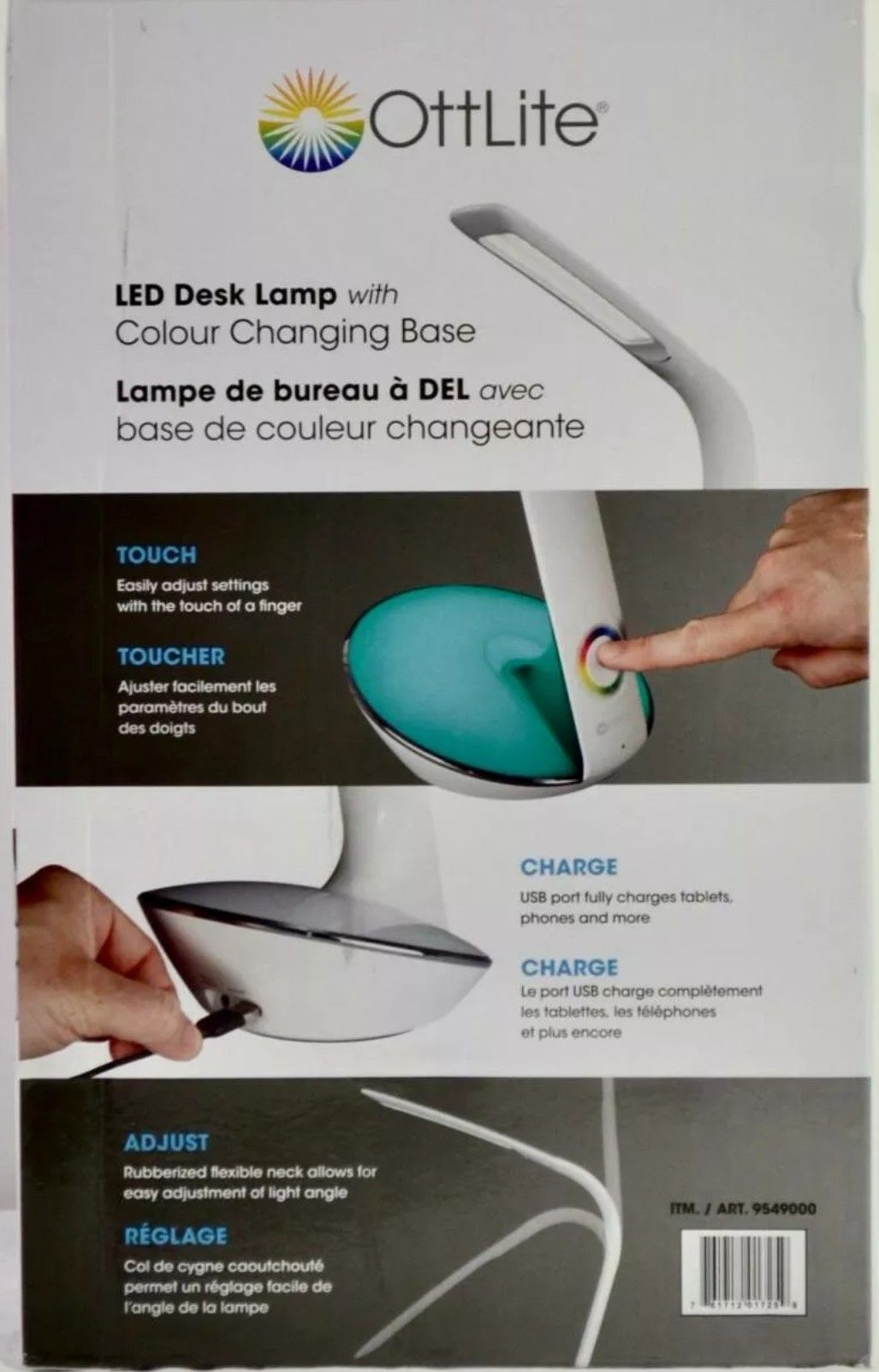 OttLite LED Desk Lamp with Colour Changing Base (White)