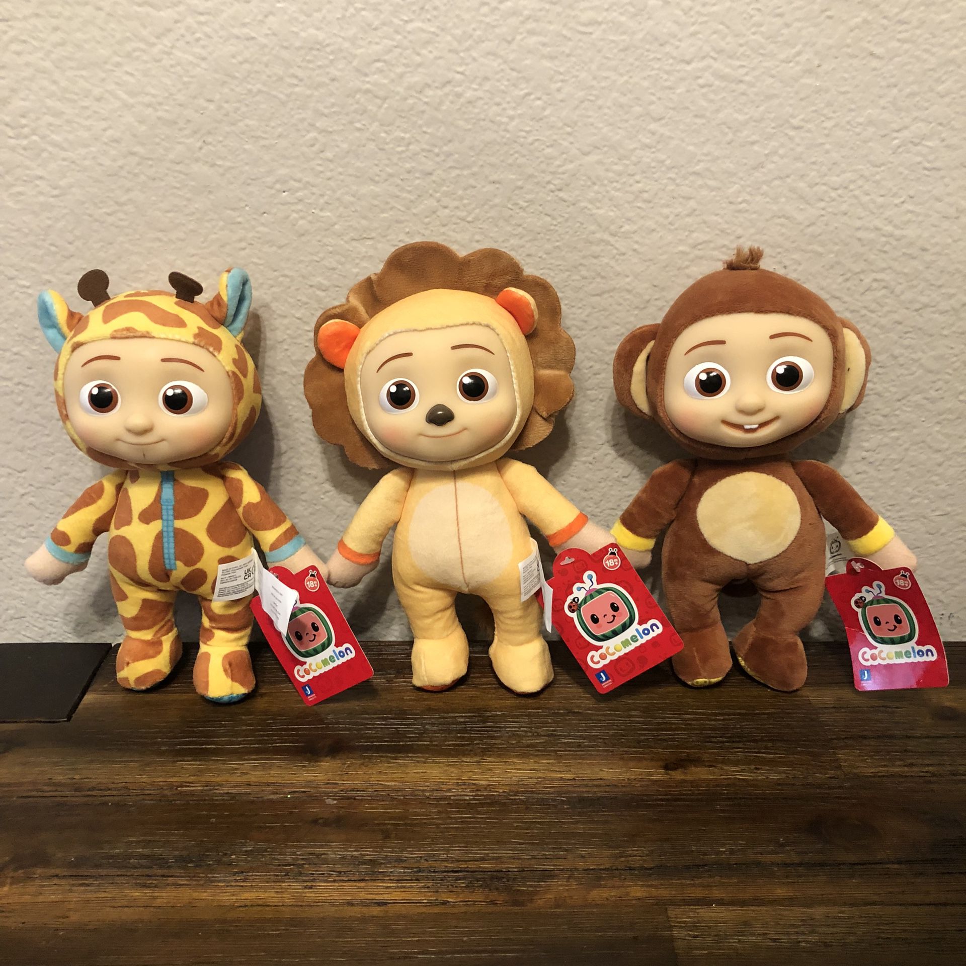 NEW, Cocomelon JJ Monkey 8" Plush Doll Soft Toy  Cocomelon JJ LION Cat 8" Yellow Plush Doll Soft Toy w/ Plastic Face - NEW RTS  Cocomelon Official JJ 