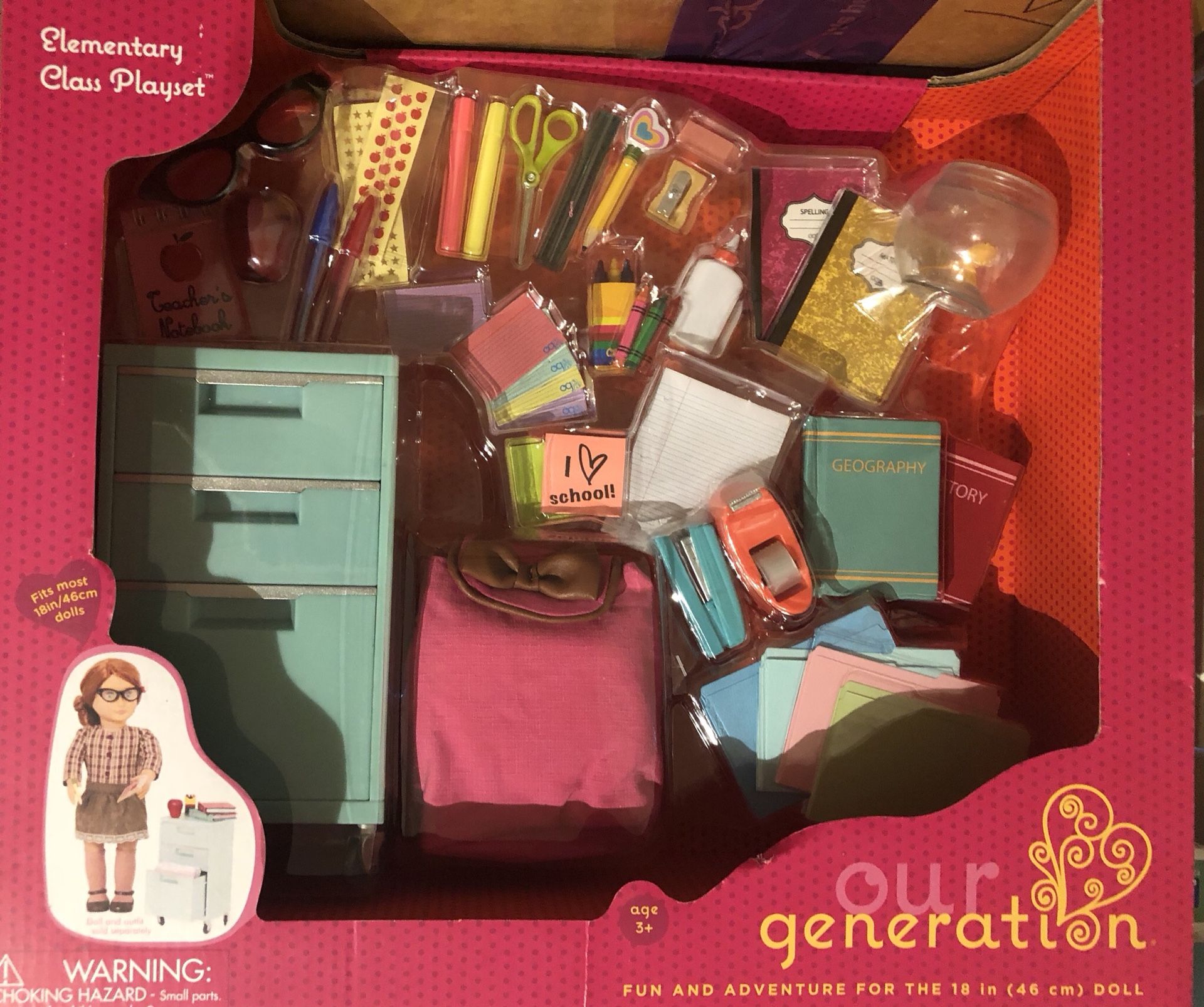 Our Generation, Elementary Class Playset, School Supplies Set for 18-inch  Dolls