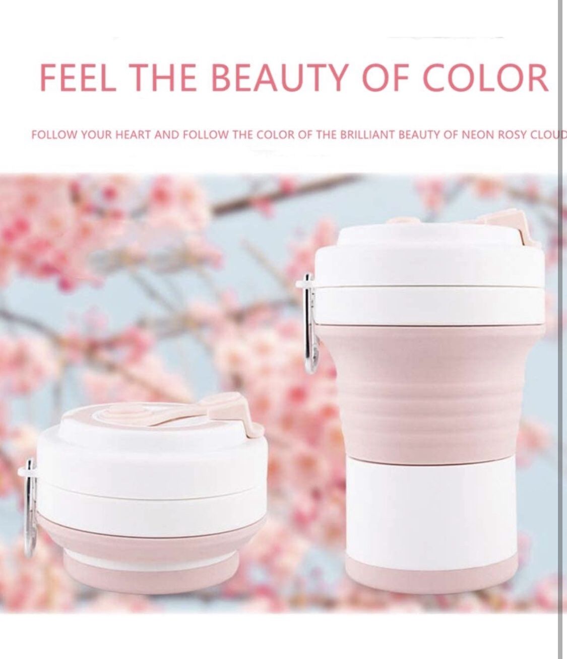 Medium Pink 550ml Creative Coffee Outdoor Sports Travel Portable Silicone collapsible coffee Folding Handy Cup