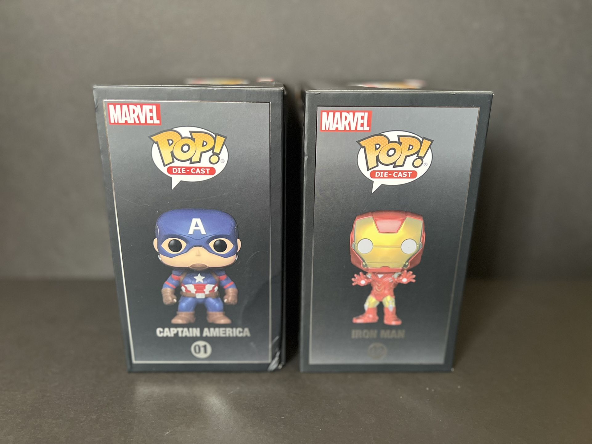 Funko Pop! Captain America Die-Cast #01 Funkon Exclusive & Iron Man Die-Cast #02