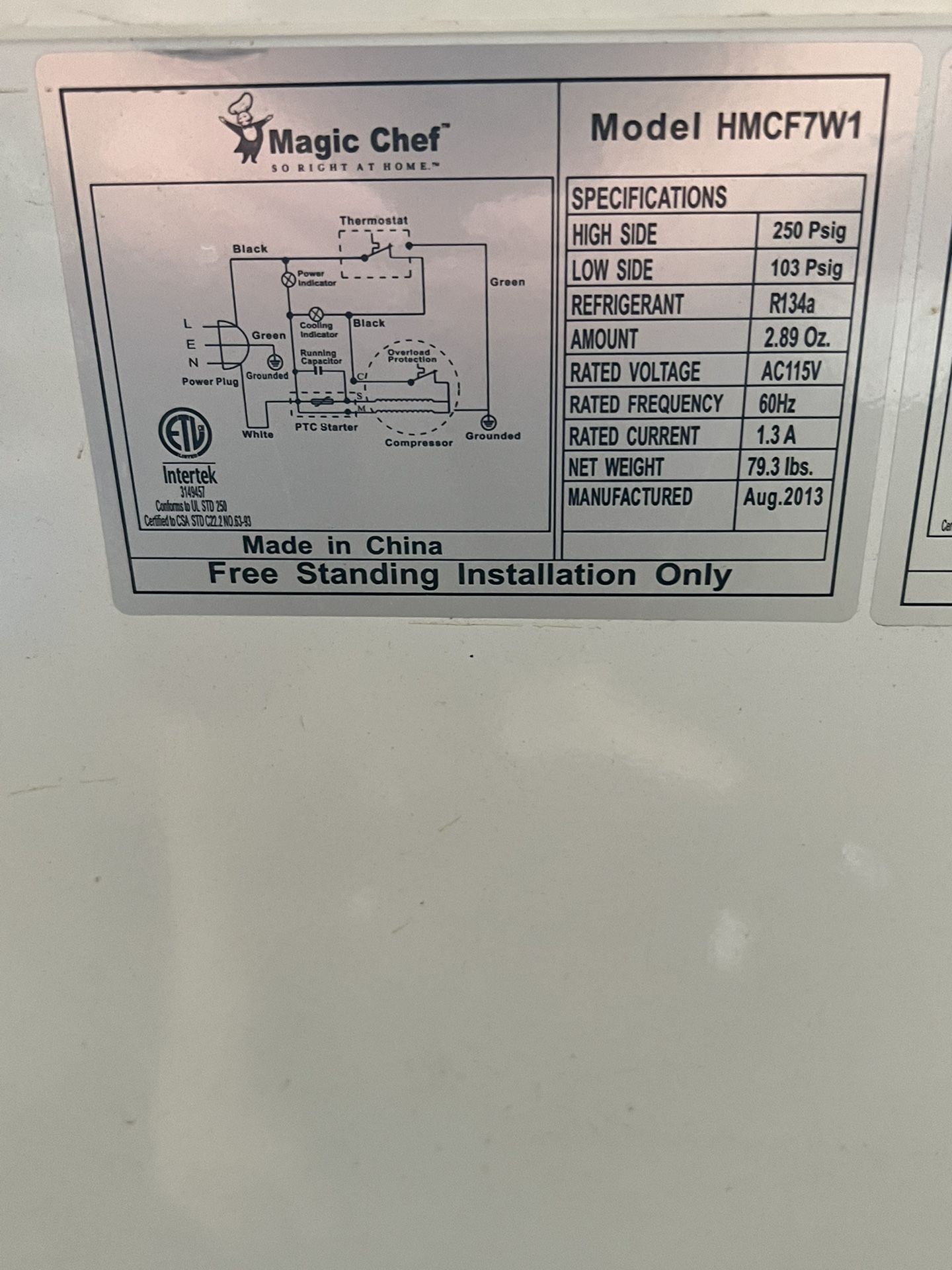 Magic Chef Freezer