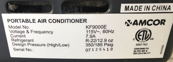 بورجوندي في الواقع عظم الوجنة  Amcor KF9000E Portable Air Conditioner AC Tall Slim Line with draining  pipe. for Sale in Hyattsville, MD - OfferUp