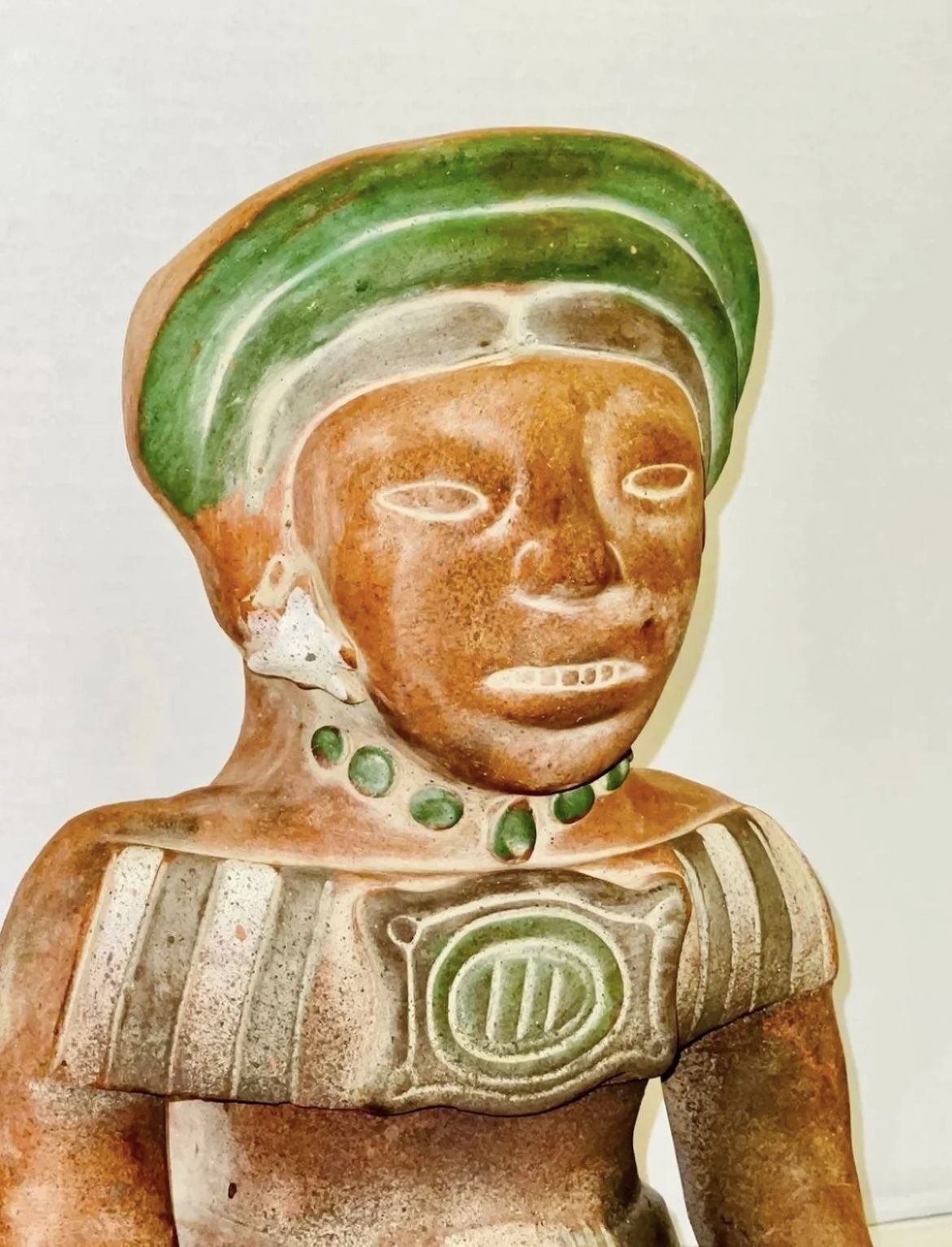 RARE Vintage MCM Mid Century Large 16” Mayan Son god “Idolo Del Sol” Mexican Folk Art Hand Painted Terracotta Clay Pottery Art Sculpture