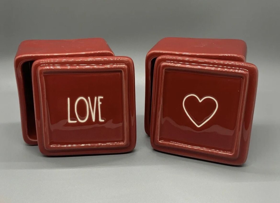 Rae Dunn Jewelry Box Set Of 2 Wedding Ring Boxes Stash Trinket Organizers #1623
