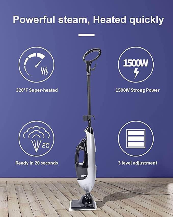 LIGHT 'N' EASY Steam Mop Cleaners 9-in-1 with Detachable Handheld Unit, Floor Steamer for Hardwood/Grout/Tile,Multi-Purpose Handheld Steam Cleaner for