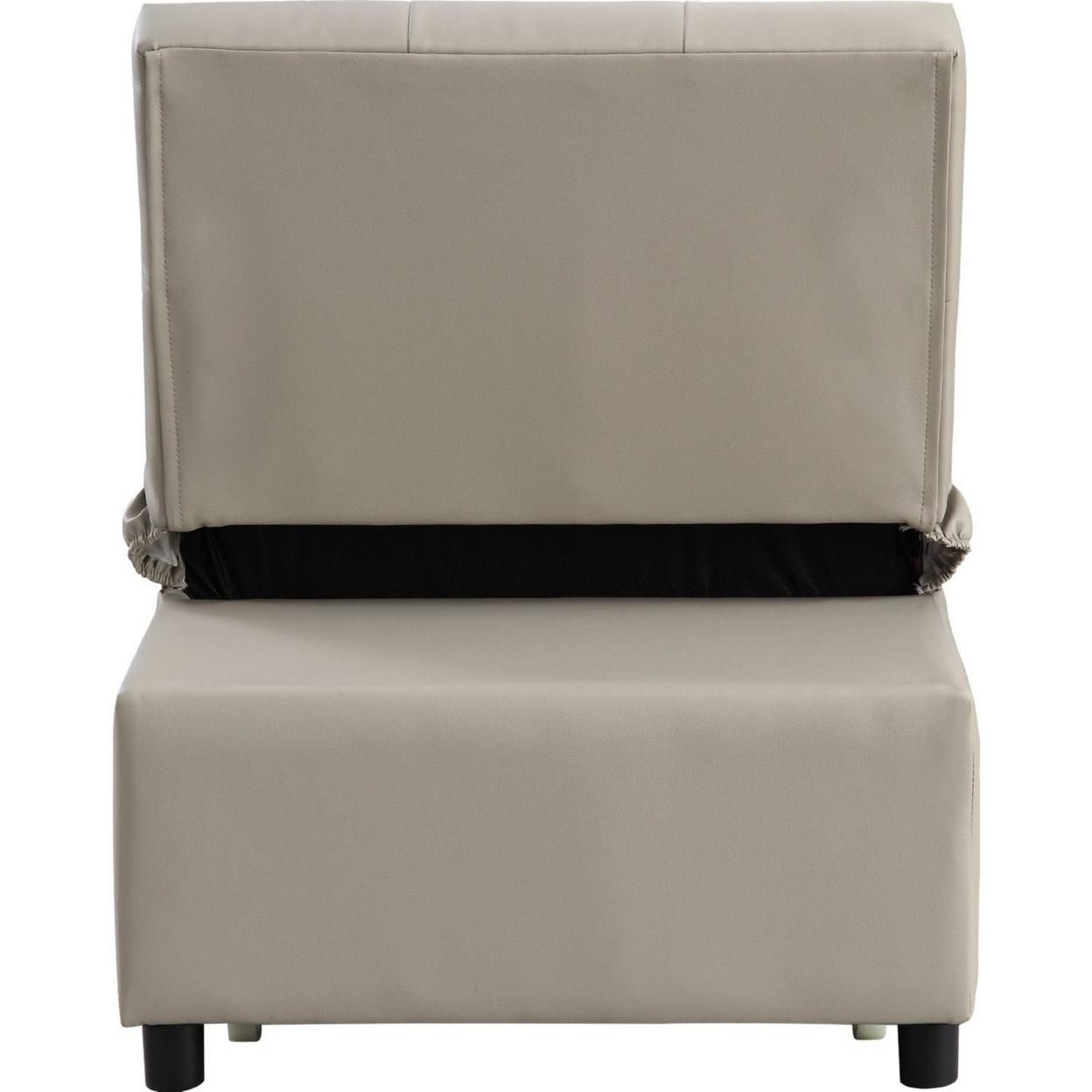 Sofa Bed with 1 Lumbar Pillow and Pull Out Sleeper, Beige, Saltoro Sherpi