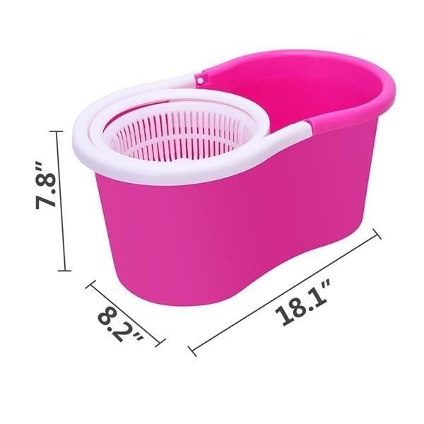 360° Spin Mop with Bucket & Dual Mop Heads Pink