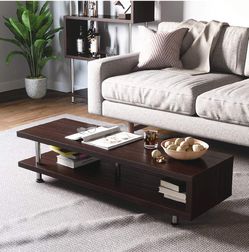 Elegant Media Center Wood Storage Console w/ Steel Frame/Coffee Table/Sofa Table/TV Stand for Home Office Thumbnail