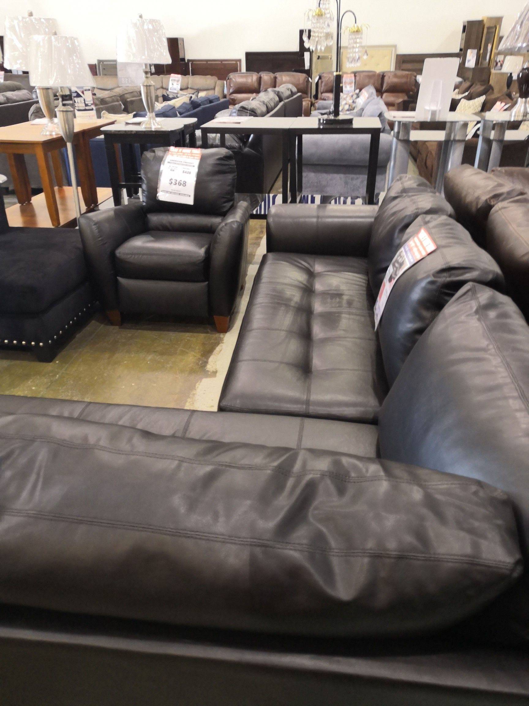 Capri black/brown sofa chaise