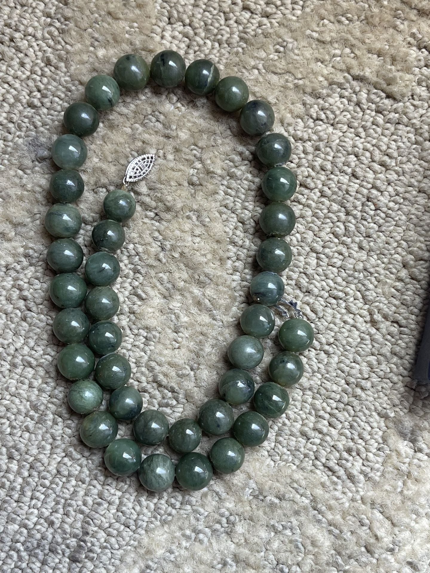 925 Sterling Silver Natural Jade Necklace 