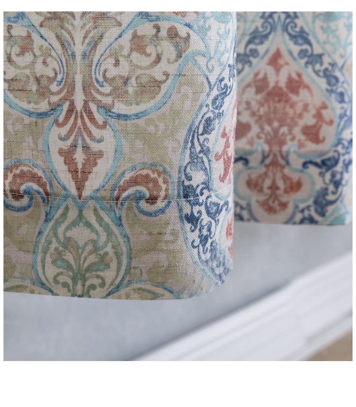 Medallion Linen Blend Curtains for Living Room 84 Inch Length Drapes Damask Pattern Flax Draperies Window Treatments for Sliding Glass Doors Bedroom