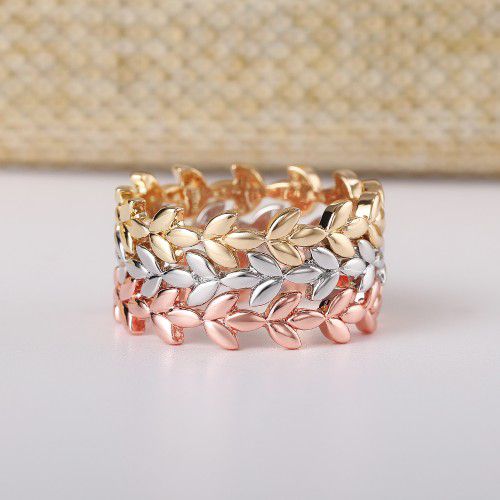 Fashion Leaf Rose Gold Plated Simple Ring for Women/Girl, K944
 