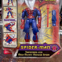 Vintage 1998 Toy Biz Shape Shifters Spider-Man Action Figure Toy NIB - Transforms Into Mega Mutant Monster Spider Thumbnail