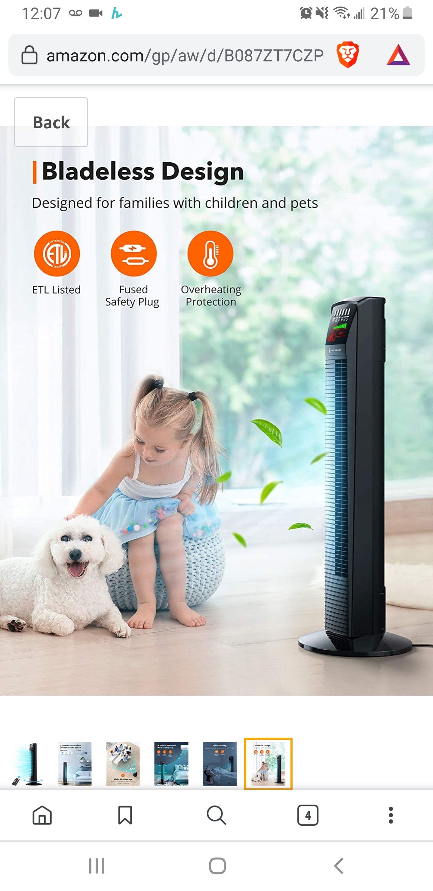 New in sealed box, Tower Fan Oscillating Fan Powerful Floor Fan with Remote and Large LED Display, 9 Modes, Easy Clean, Up to12H Timer Bladeless Fan