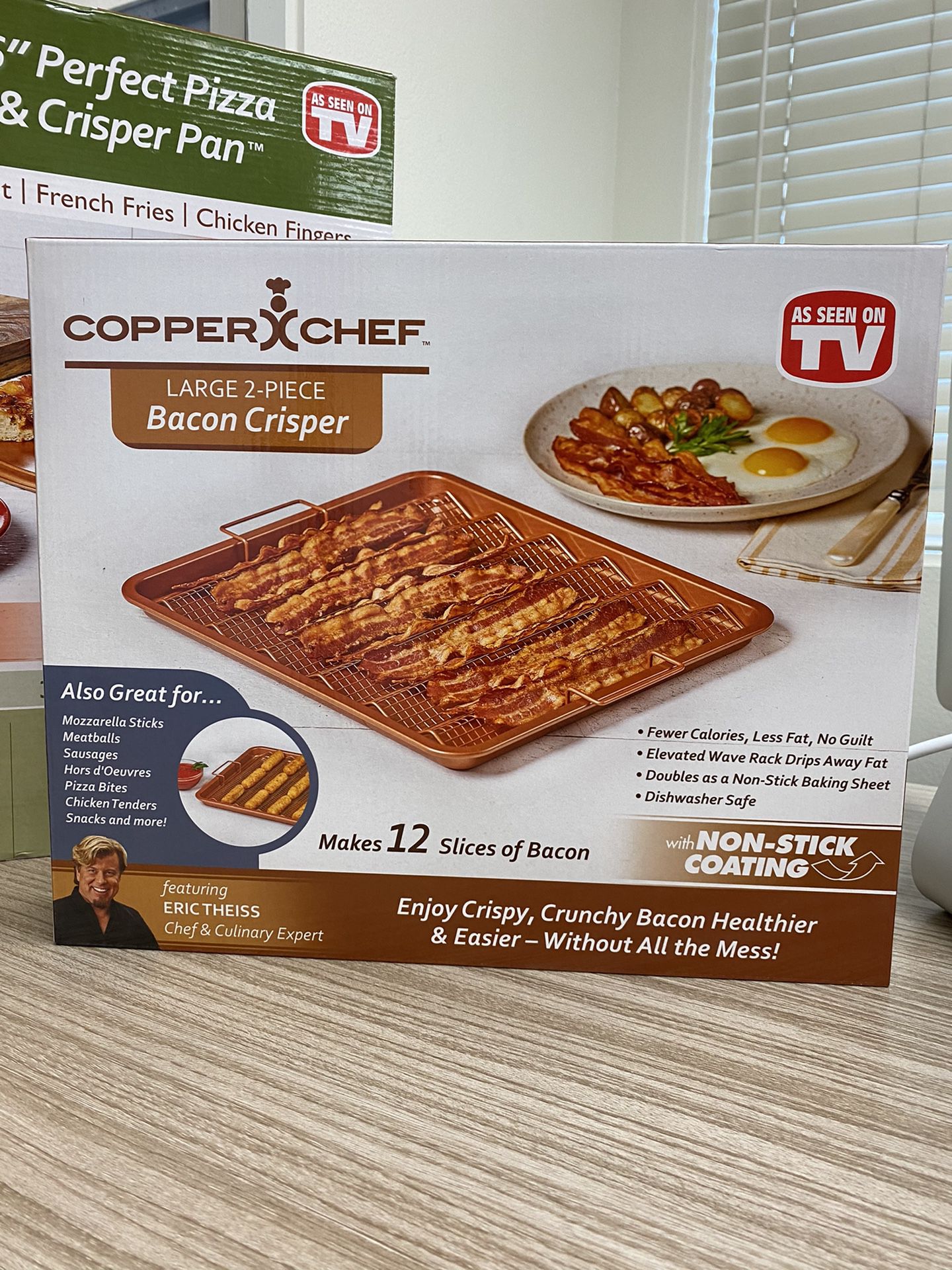 Copper Chef cookware pizza pan, bacon pan, and electric skillet