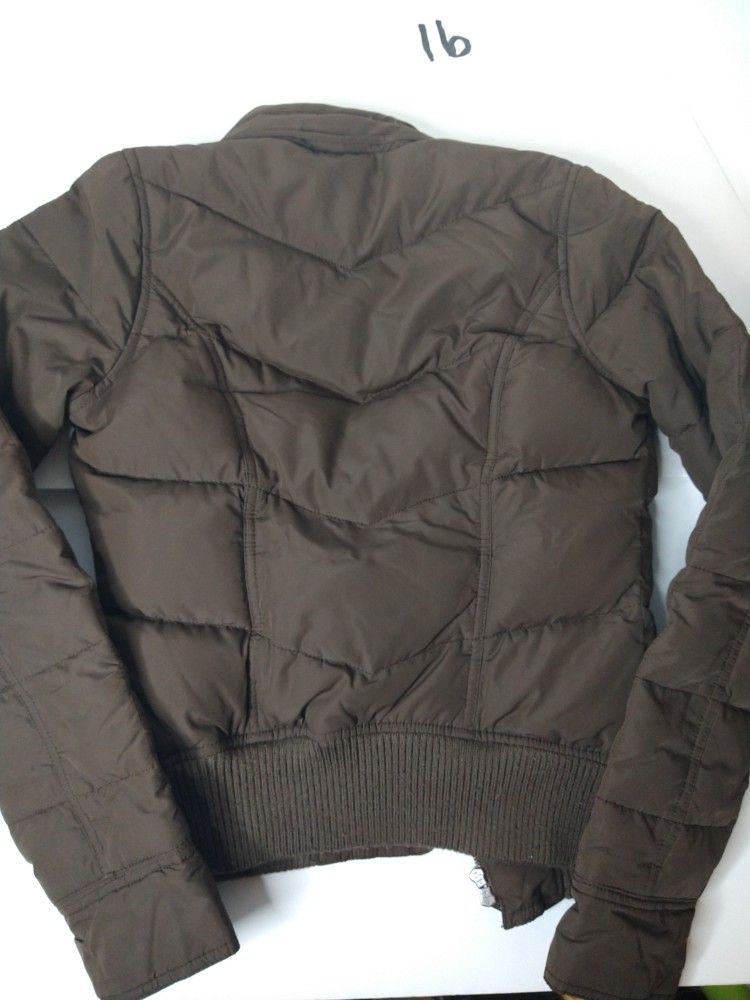 Women’s HOLLISTER Down Puffer Coat Jacket Brown Size M