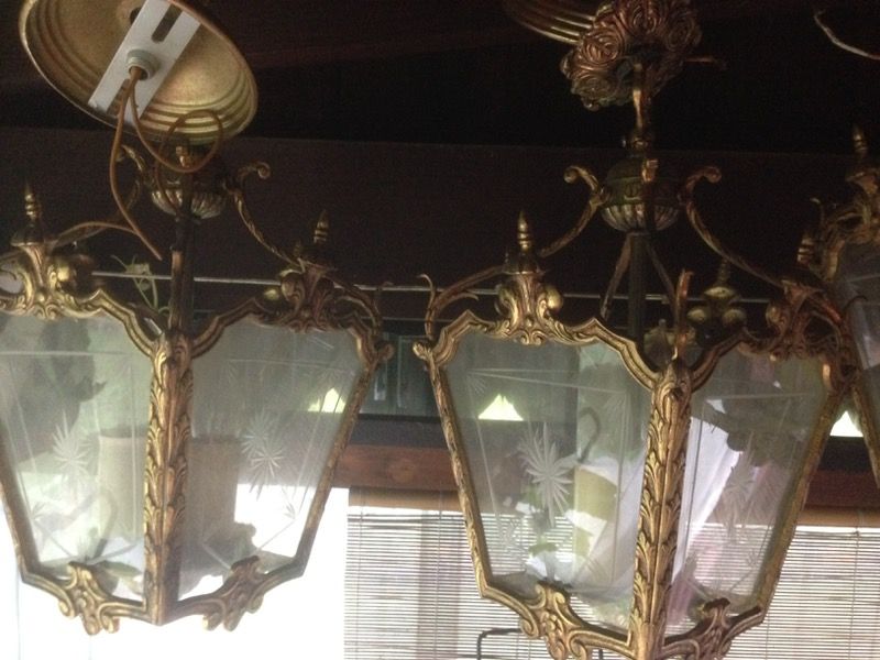 Antique Bronze light fixtures candelabras 3 pc