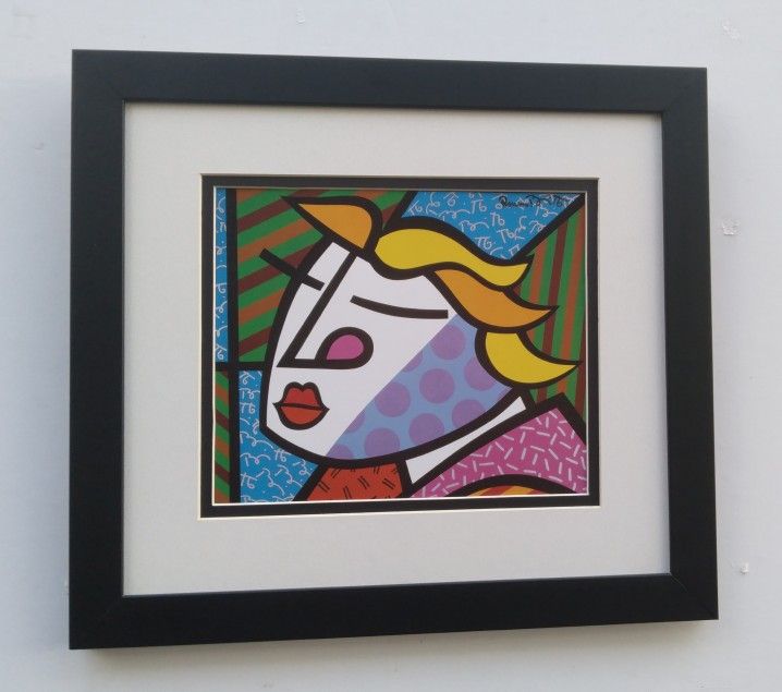 Romero Britto Monica Pop Art Signed Framed