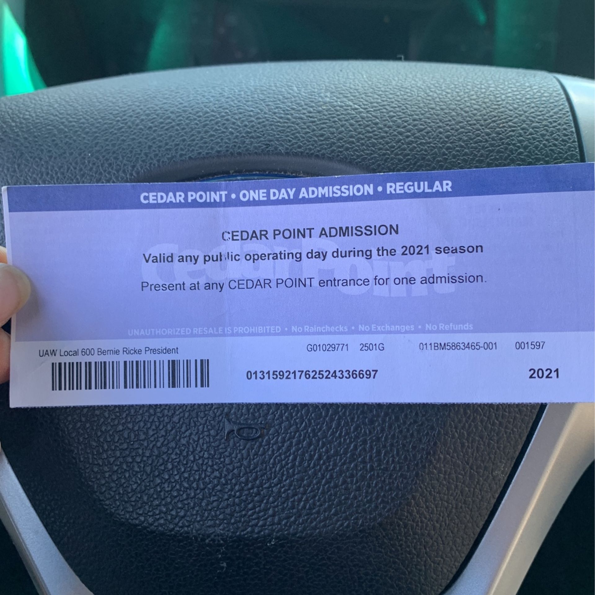 Cedar Point 2021 Admission Ticket