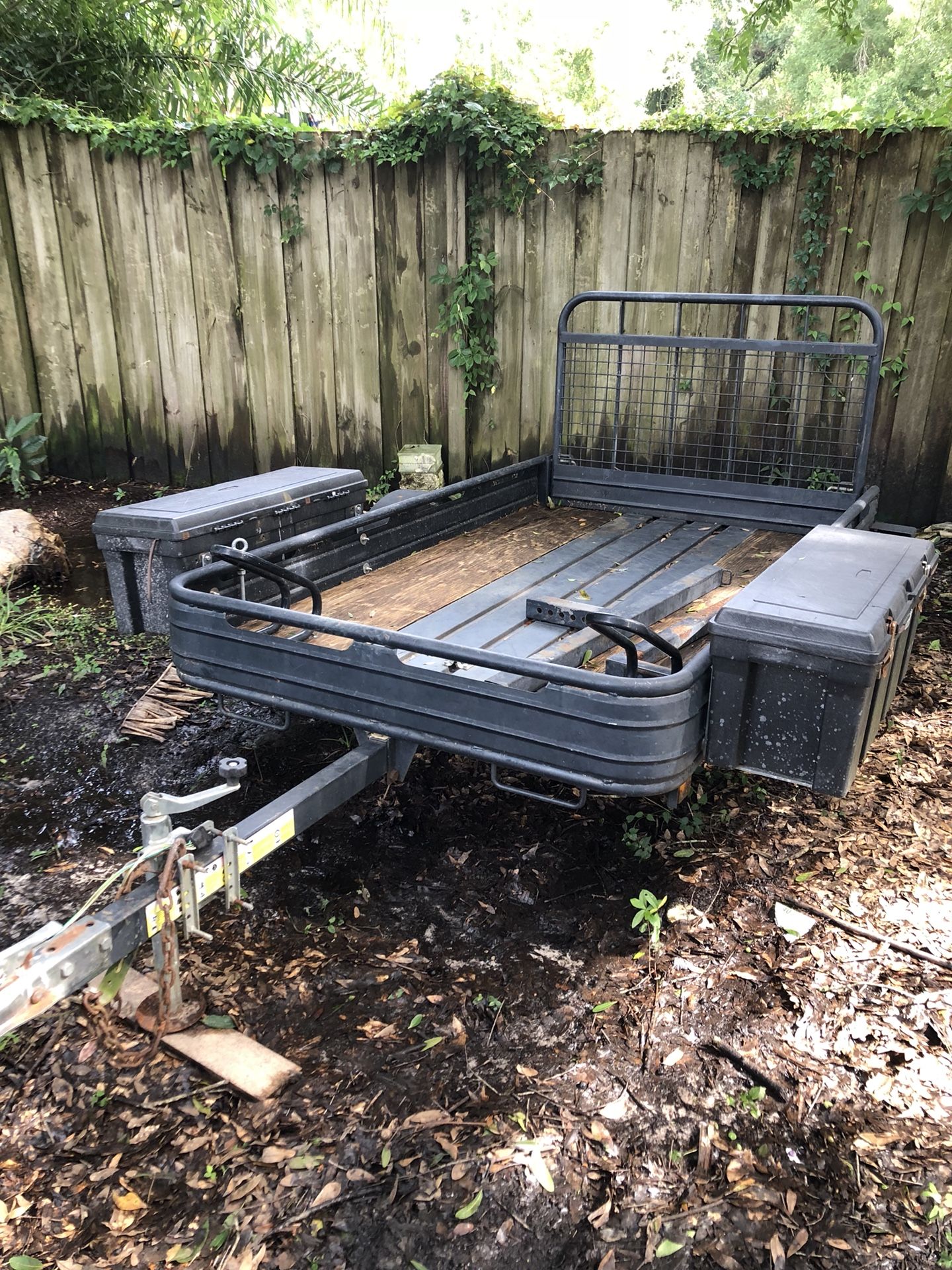 4x8 trailer all steel set up for motorcycle 2 tool box one on each side