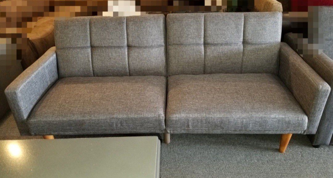 Brand New Grey Linen Futon Sofa Bed (New In Box) 