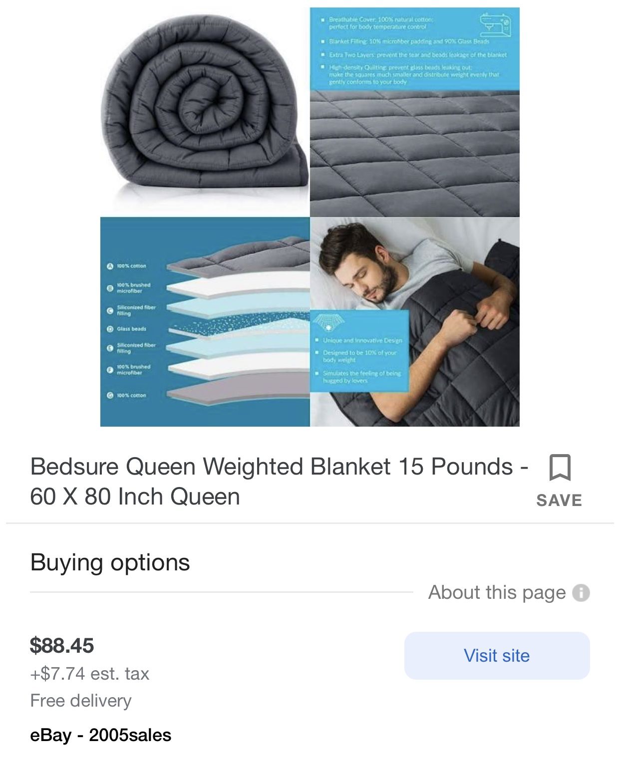 Like New 20Lbs Weighted Queen Size Blanket