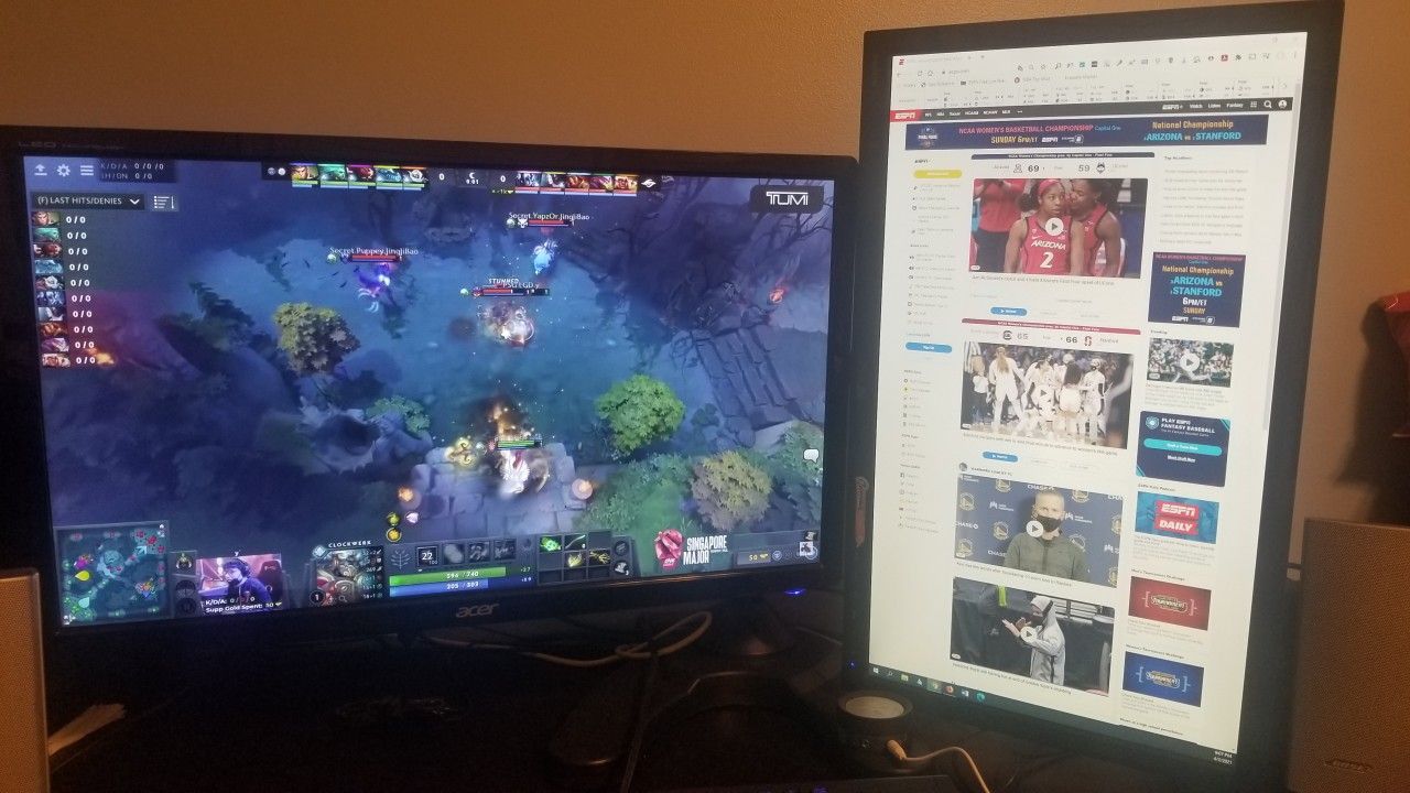 Dual Monitor Set-up 27" Acer and 24" Asus LED With Dual Stand