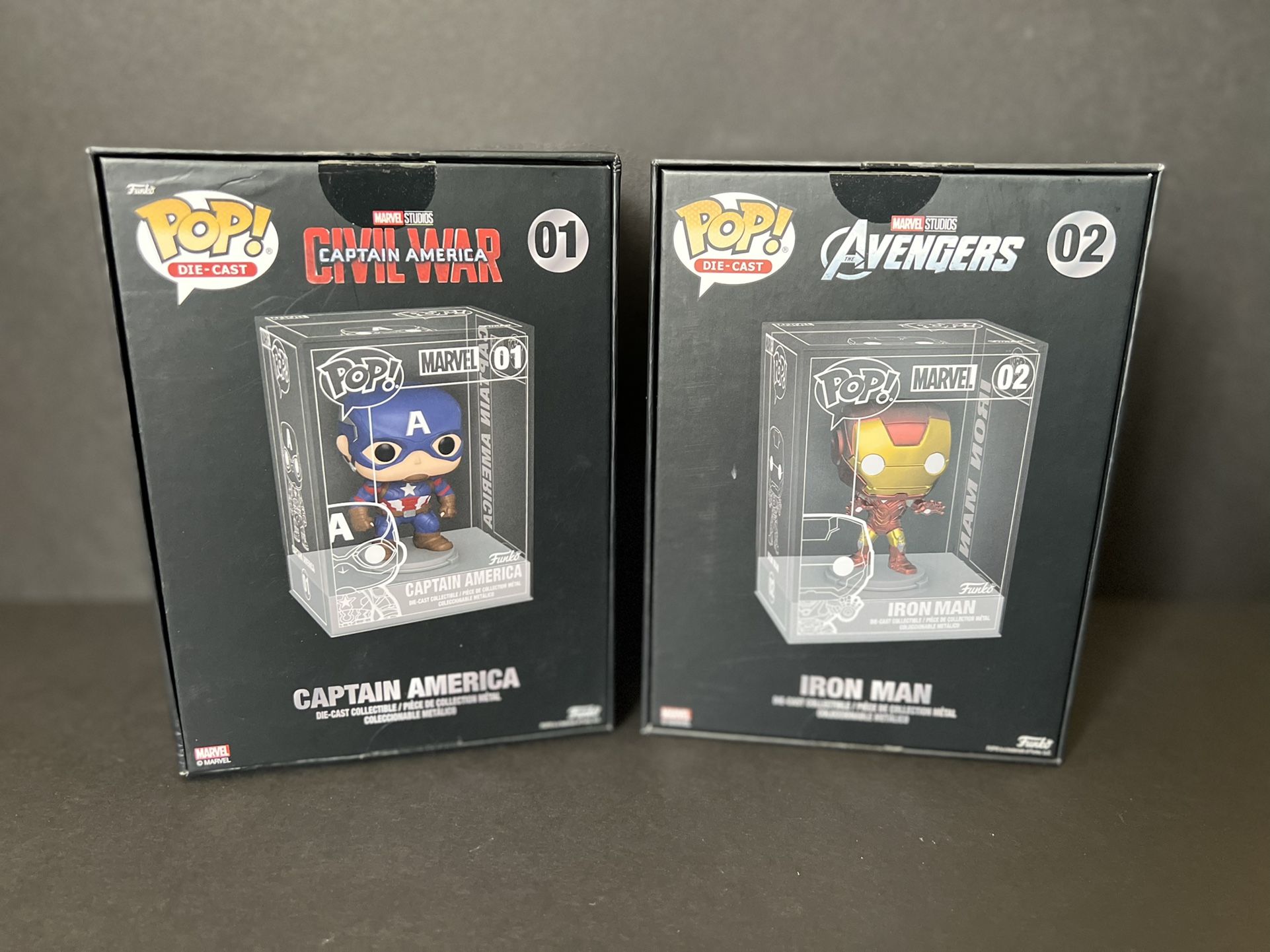 Funko Pop! Captain America Die-Cast #01 Funkon Exclusive & Iron Man Die-Cast #02